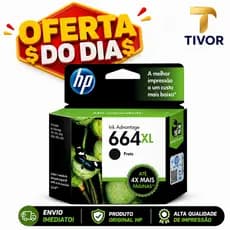 Cartucho 664XL Preto Original  Para Impressoras Compativél Hp Deskjet LaserJet (F6V31AB) - 2136, 2676 Tinta Preta