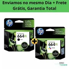 Kit Cartuchos Originais 664XL Preto e Colorido Para Impressoras Deskjet  3776 3790 4676