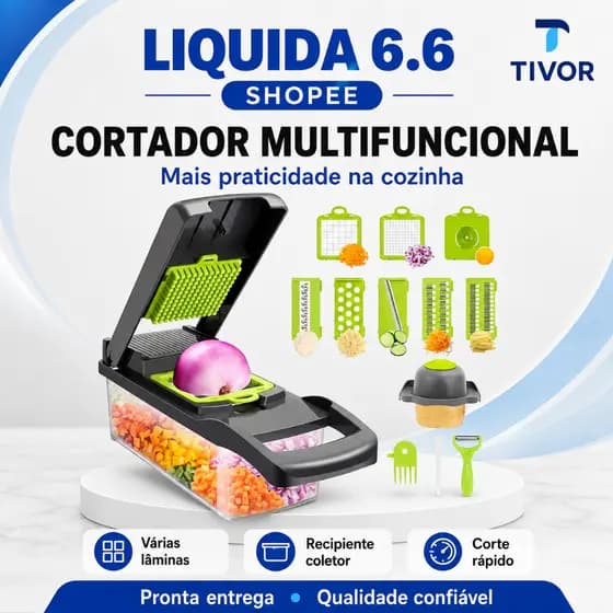 Cortador, Fatiador e Ralador Manual Multifuncional De Legumes e Alimentos (16 funções)