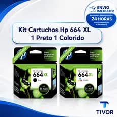 Kit Cartuchos Originais 664XL Preto e Colorido Para Impressoras Deskjet Compativél Tinta HP 2136 2676 3636 3776