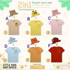 Camiseta De Bolso LITTLE KING & QUEEN E Chapéu Balde 3D (Gratuito) Material De Algodão Penteado 24s Lona Para Bebê)