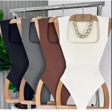 Body Regata Feminino Suplex Premium Forrado Decote Quadrado Moda Blogueira