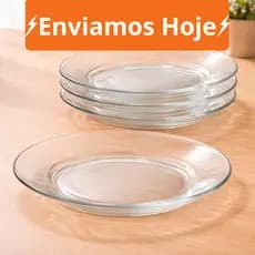 Kit Até 20 Pratos Fundo Liso de Vidro - Transparente e Resistente