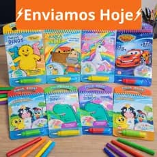 Coleção Agua book / Aquabook com Pincel Para Colorir Com Agua Livro Infantil