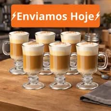 Canecas Vidro Capuccino Versátil Premium Com Alça 230ml