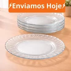 Pratos Fundo Liso de Vidro Carmine  -  Transparente e Resistente