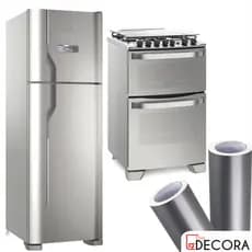 Adesivo Película Prata Vinil Tipo Inox p/ Envelopar Geladeira Fogão Móveis