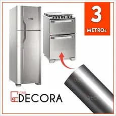 3 metros Vinil Adesivo Película  Prata Tipo Inox Impermeável Envelopar Decorar Fogão Geladeira Móveis
