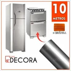 10 metros Adesivo Película Vinil Prata Tipo Inox Impermeável + Espatula P Aplicação Envelopar Fogão Geladeira Móveis