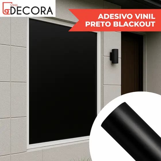 Película Auto Adesiva Vinil Preto Blackout Isola Luz Solar Janela Vidro Porta