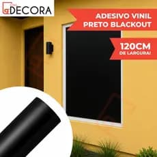 Adesivo Vinil Preto Blackout 120cm de Largura Bloqueia Luz Solar Janela Vidro Porta Box Pode Lavar