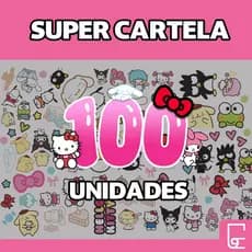 Kit Cartela com 100 PÇS Adesivo da Turma da Hl Kitty Infantil Sticker Autocolante Desenho Fofo Coquette Rosa IMP