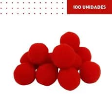 Pompom Vermelho 14mm - Com 100 Unidades - MGX