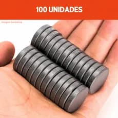 Imã Redondo Preto c/ 100un - Neodímio - Vários Tamanhos - Entrega Rápida