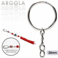 Argola Para Chaveiro Com Corrente 20mm - Com 50 Unidades - UMK