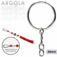 Argola Para Chaveiro Com Corrente 24mm - Com 50 Unidades - UMK