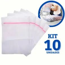 Kit 10 Saquinhos De Lavar Roupas Delicadas E Intimas Na Máquina Com Ziper Para Cueca Calcinha Protetor Tecido Organizar