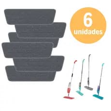 Kit 6 Unidades Refil Rodo Magico Mop Spray Esfregão Com Reservatorio Rodo De Limpeza Piso