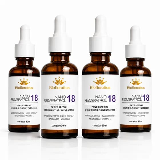 Kit 4 Sérum Facial Resveratrol e Niacinamida Rejuvenescedor Facial Anti-Idade Bioflorattus