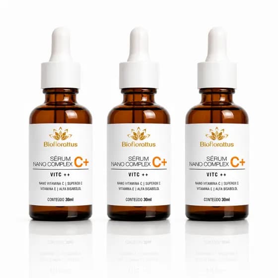 Kit 3 Sérum Facial Vitamina C Nano Complex C++ Antioxidante e Iluminador