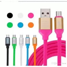 Kit 10 Carregadores Cabos Emborrachado USB Para TYPE-C V8 iOS Dados Carregar 10 Unidades