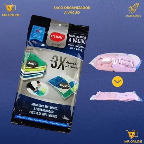 Saco Vácuo Organizador Para Roupas Clink Cobertor Viagem Malas Guarda-Roupa Apartamento