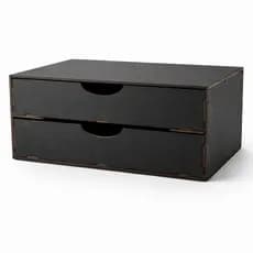 Organizador 2 Gavetas Preto Suporte De Monitor Em MDF De Folhas A4 Para Documentos