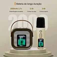 Caixa De Som Bluetooth Com 2 Microfones Sem Fio Para Karaokê