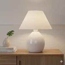 Abajur Luminária de Cerâmica Elipse Grande com Cúpula Decoração Quarto Sala Escritório
