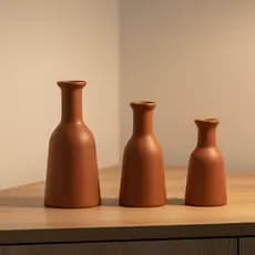 Kit Trio 3 Vasos Cerâmica Premium Decoração Mesa de Centro