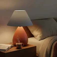 Abajur Luminaria de Cerâmica Porcelana Bivolt Com Cúpula para Decoração Quarto Escritório Sala