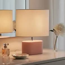 Abajur Tendencia De Cerâmica com Cúpula de Tecido Premium Varias Cores