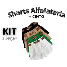 Kit 2 Short Alfaiataria Feminino Com Bolso Com Cinto Cintura Alta PROMOÇÃO