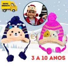 Touca Infantil de Lã Com Pompom Para Inverno Para Menino e Menina Para Crianças Frio Gorro Capuz Com Pelo Camada Grossa