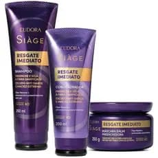 Eudora kit Siàge Resgate Imediato: Shampoo 250ml + Condicionador 200ml + Máscara Capilar 250g