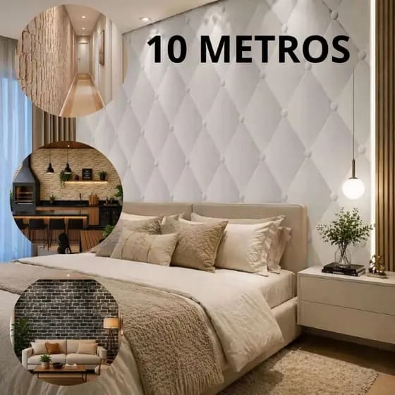 Rolo Papel De Parede Autoadesivo PVC Pedras Tijolinhos Papel Adesivo para Parede 45cm x 10 Metros