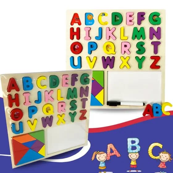 Brinquedo Encaixe de Letras + Quebra Cabeça Sortido Criativo Aprendizados Alfabetização
