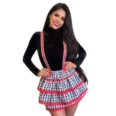 Saia Adulto com Suspensório Adulto Xadrez Festa Caipira Pronta Entrega Promoção