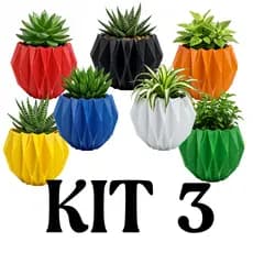 Kit 3 Vasos Cachepot Suculenta Erva Flor Decora Casa Origami