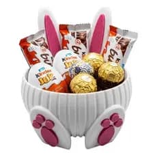 Cesta 11,5cm Largura Coelho Páscoa Porta Doces Sem Chocolate