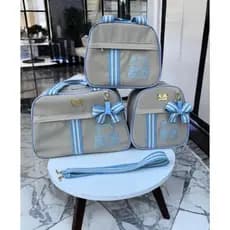 bolsa Maternidade com 3 peças do URSO bege. ✅ Envio Imediato