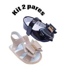 kit 2 pares de sandália e sapatilha bebê RN menina