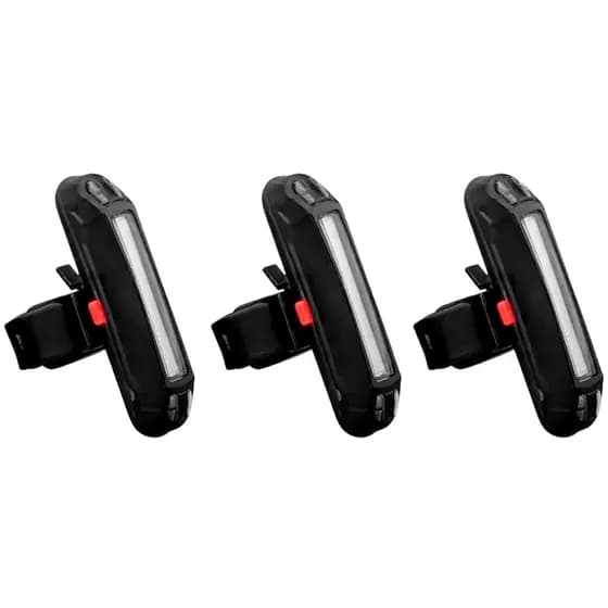 Kit 3 Lanterna Bike Traseira Recarregável com Luz LED