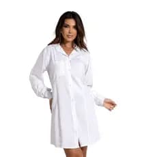 Saída de Praia Chemise Manga Longa Vestido com Bolso Verão Promoção Diversas Cores