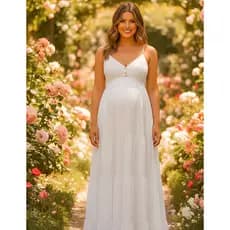 Vestido Longo Feminino Alça Fina Gestante Confortável Diversas Cores Revelação