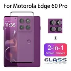 2 Em 1 Película Motorola Edge 60 Pro Protetor De Tela De Vidro Temperado Para Moto Edge 60 50 Fusion Lente De Câmera