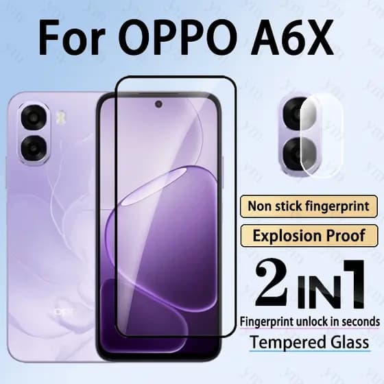 2 Em 1 Película OPPO A6X Nova Atualização Protetor De Tela De Vidro Temperado Para OPPO A6t A5 A6 Reno 15 14 15F 14F Pro