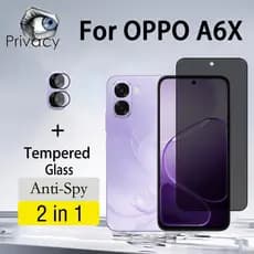 2 Em 1 película de privacidade OPPO A6X Protetor Anti-Espionagem Temperado Espião 9D A6t A5 A6 Reno 15 14 15F 14F Pro