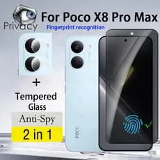 2 Em 1 Poco X8 Pro Max Protetor De Tela De Privacidade Vidro Temperado 9D Para F8 F7 Ultra Reconhecimento De Impressão D