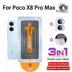 Película De Privacidade Anti-Espião 3 Em 1 Poco X8 Pro Max Protetor De Tela De Vidro Temperado Com Um Clique Para C85 C7
